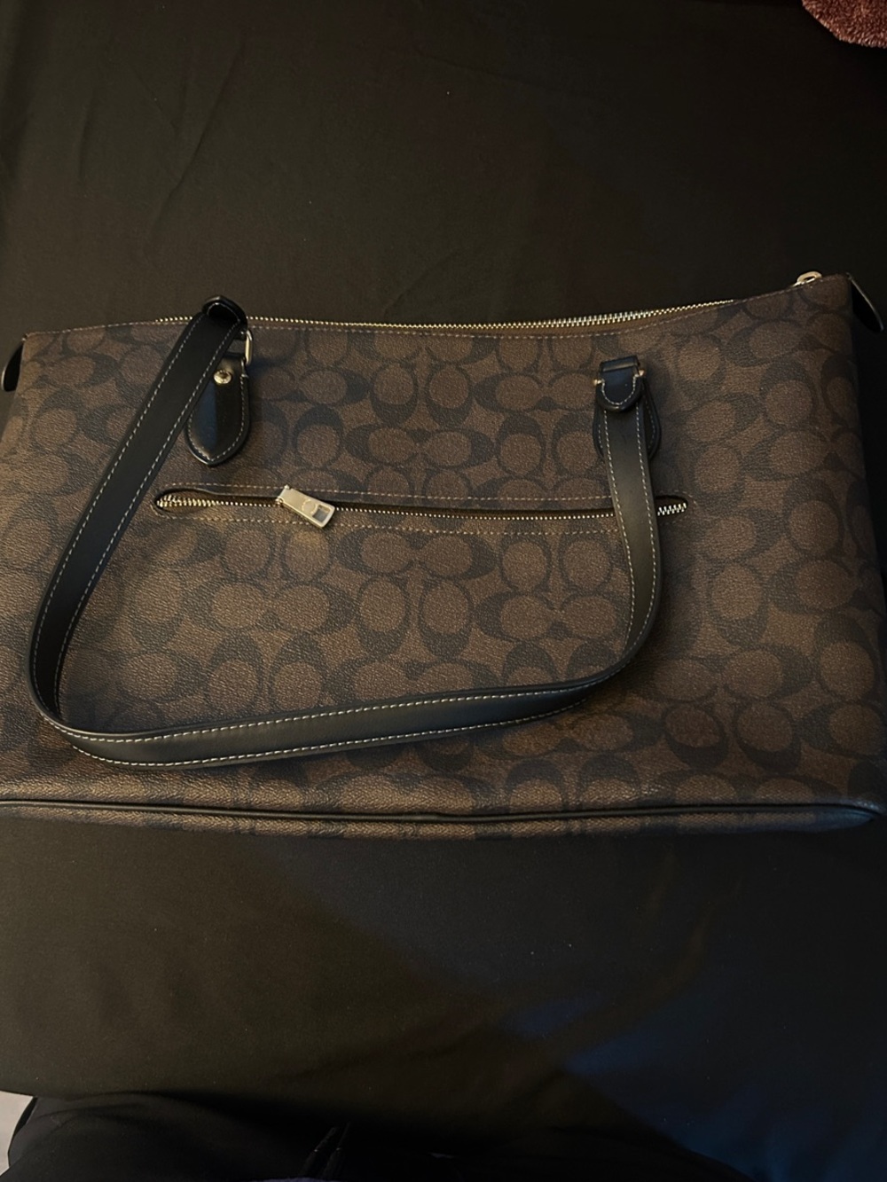 Coach Brown and Black Signature Tote 👜